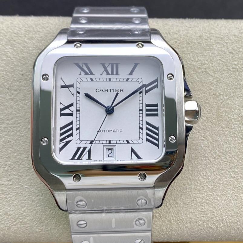 SANTOS DE CARTIE LARGE STEEL CASE WHITE DIALCARTI WATCH