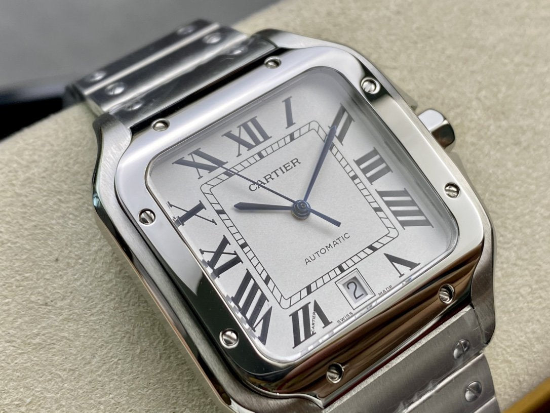 SANTOS DE CARTIE LARGE STEEL CASE WHITE DIALCARTI WATCH