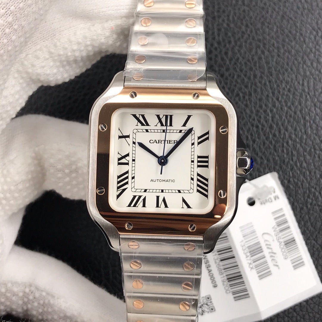 SANTOS LADY 35.1MM ROSE GOLD STEELCARTI WATCH