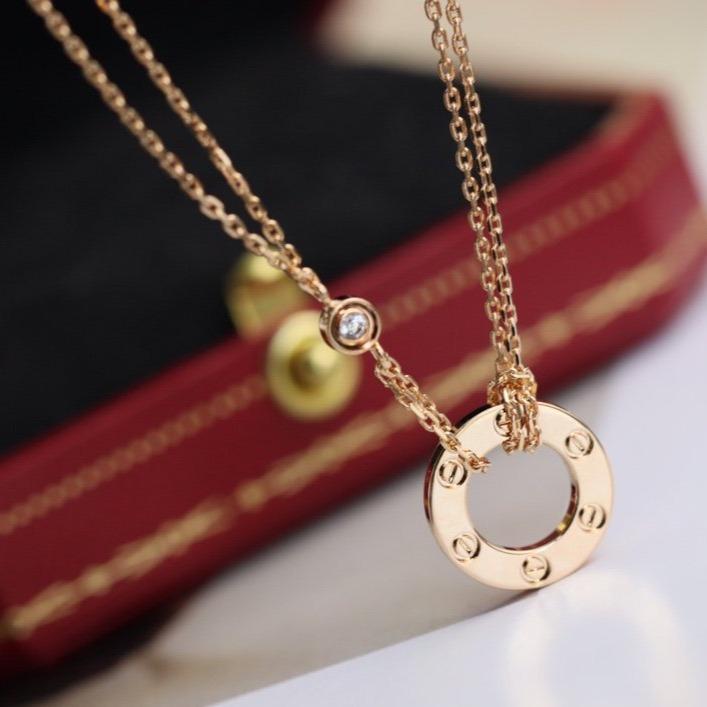 CCjewelry LOVE NECKLACE ADJUSTABLE ROSE GOLD 2 DIAMOND