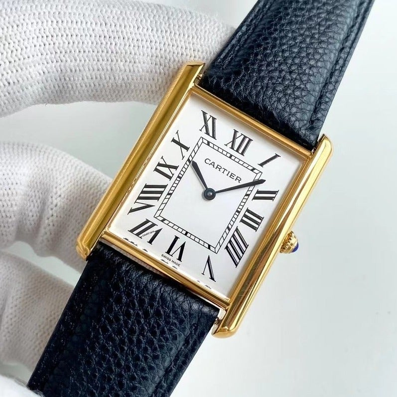 TANK SOLO QUARTZ GOLD CASE CALF SKIN CARTI WATCH