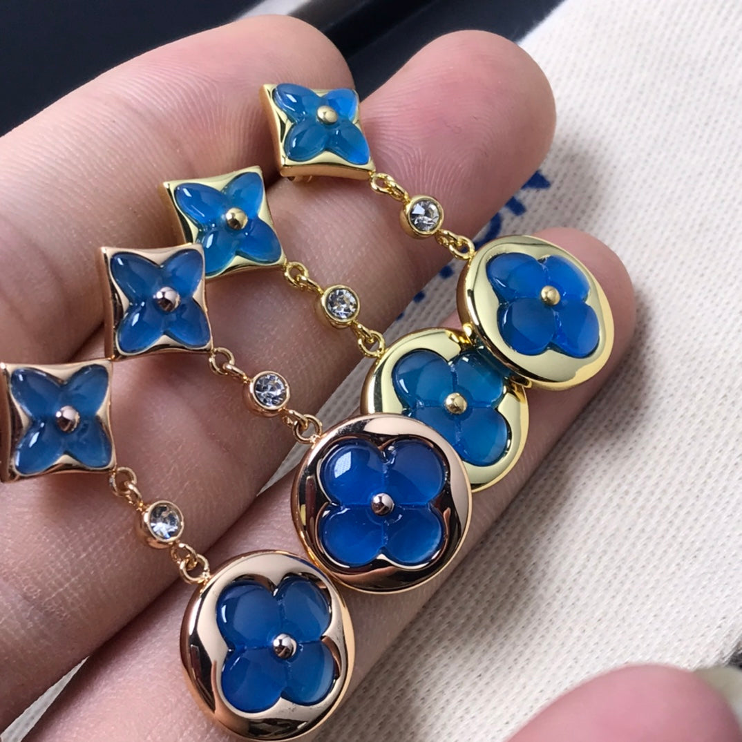 CCjewelry STAR AND SUN AGATE DIAMOND EARRINGS L.V