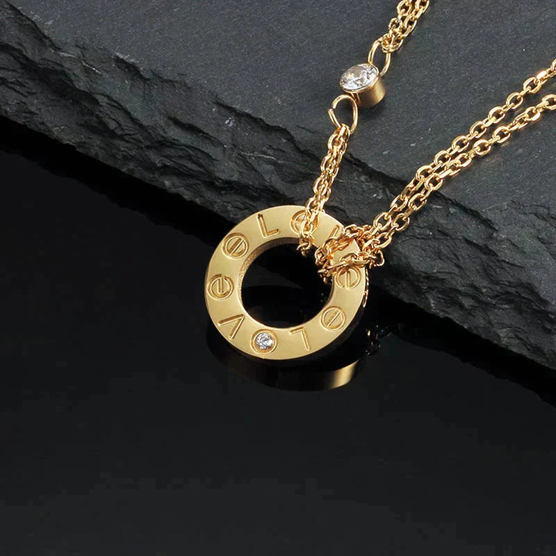 CCjewelry LOVE NECKLACE 16MM 2 DIAMONDS