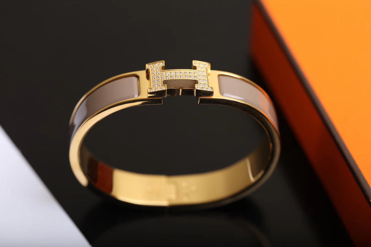 CCjewelry H BRACELET GOLD DIAMOND HERME