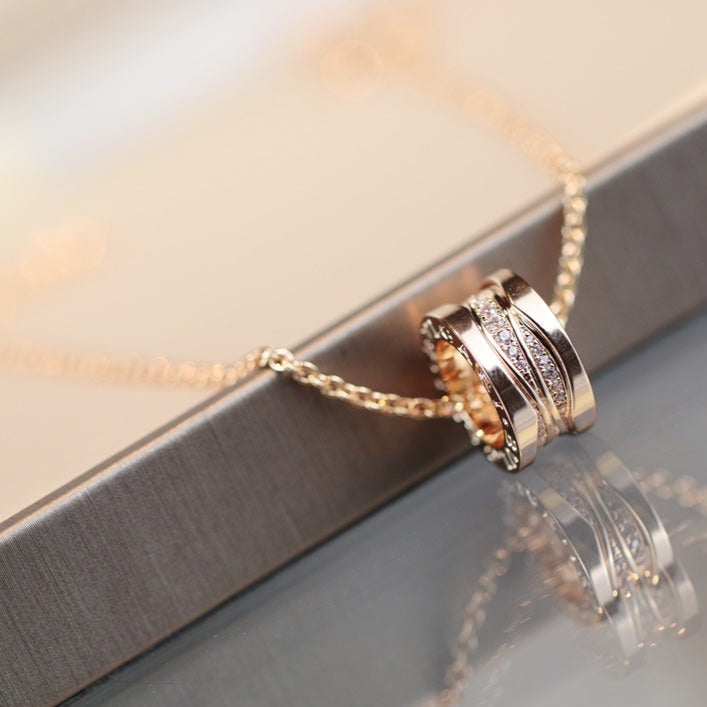 [BV JEWELRY]ZERO 1 PINK GOLD DIAMOND NECKLACE
