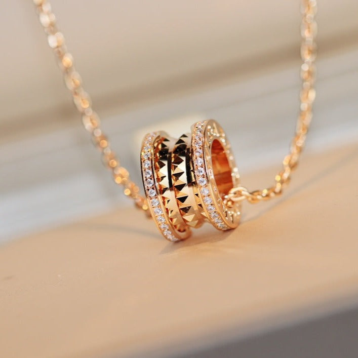 [BV JEWELRY]ZERO 1 ROCK PEDANT PINK GOLD NECKLACE