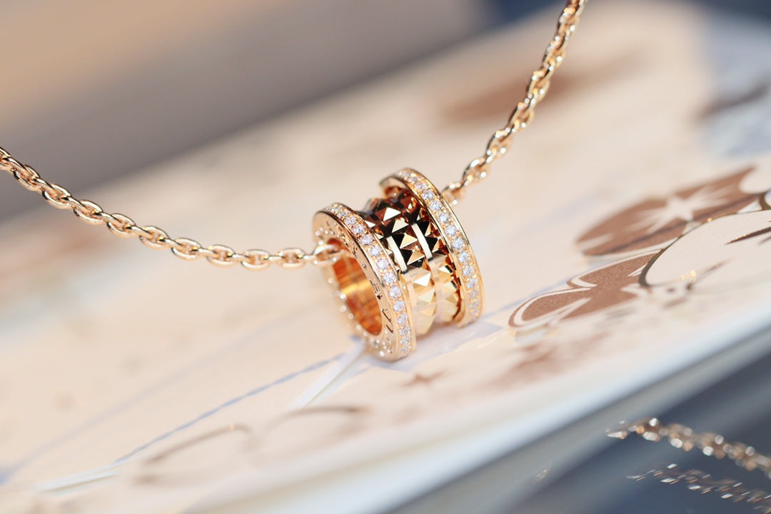 [BV JEWELRY]ZERO 1 ROCK PEDANT PINK GOLD NECKLACE