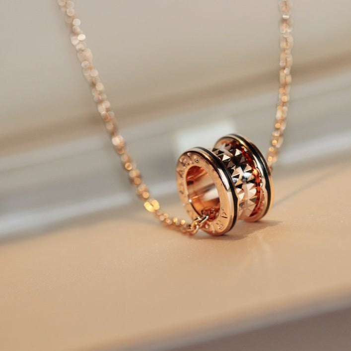 [BV JEWELRY]ZERO 1 ROCK PEDANT PINK GOLD BLACK NECKLACE