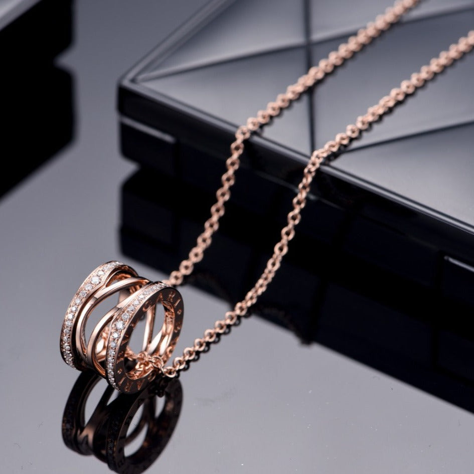 [BV JEWELRY]ZERO 1 PINK GOLD DIAMOND OPEN NECKLACE