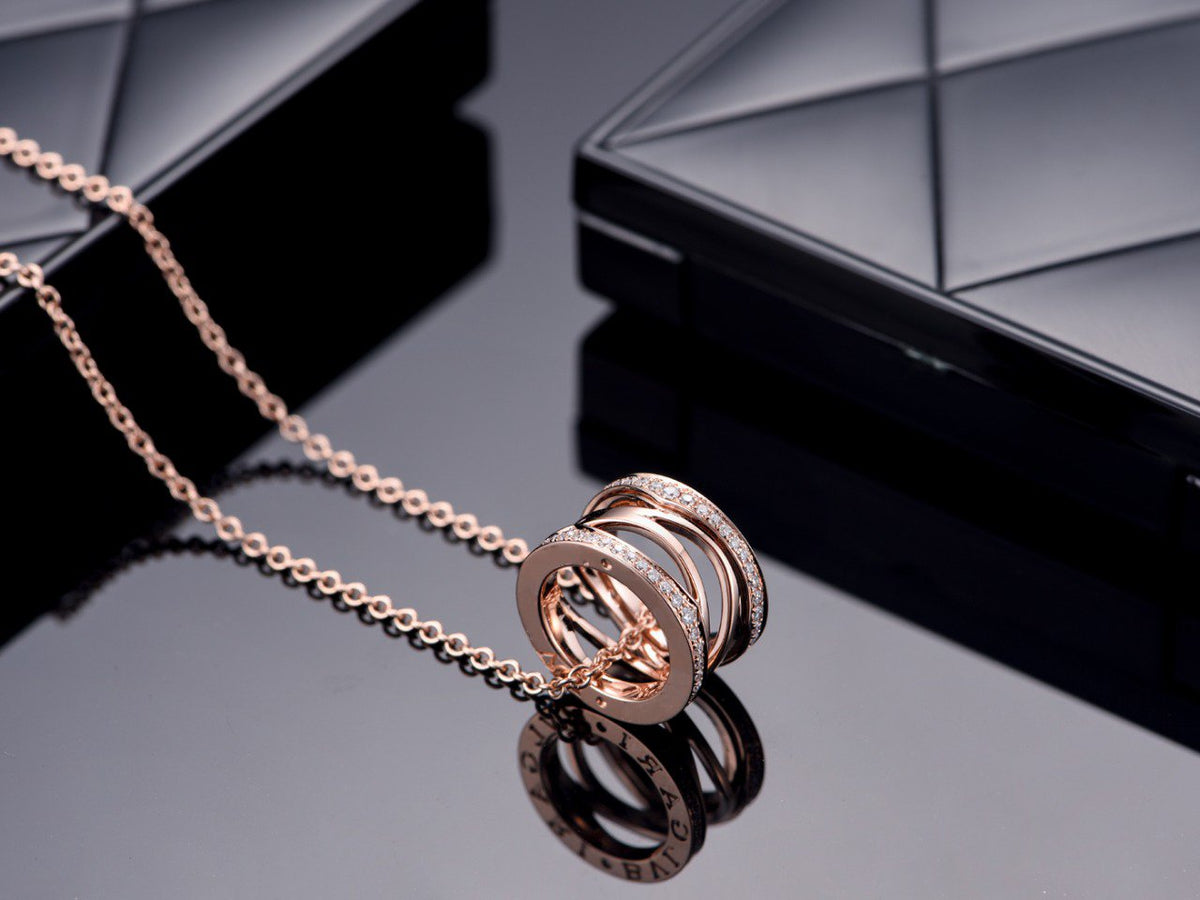 [BV JEWELRY]ZERO 1 PINK GOLD DIAMOND OPEN NECKLACE