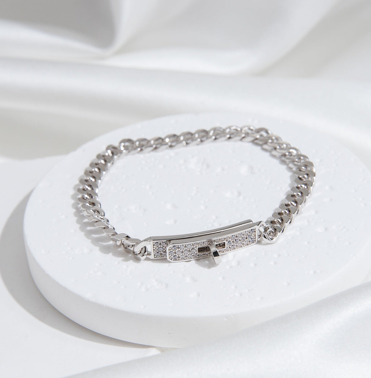 CCjewelry KELLY CHAIN SILVER DIAMOND BRACELET HERME