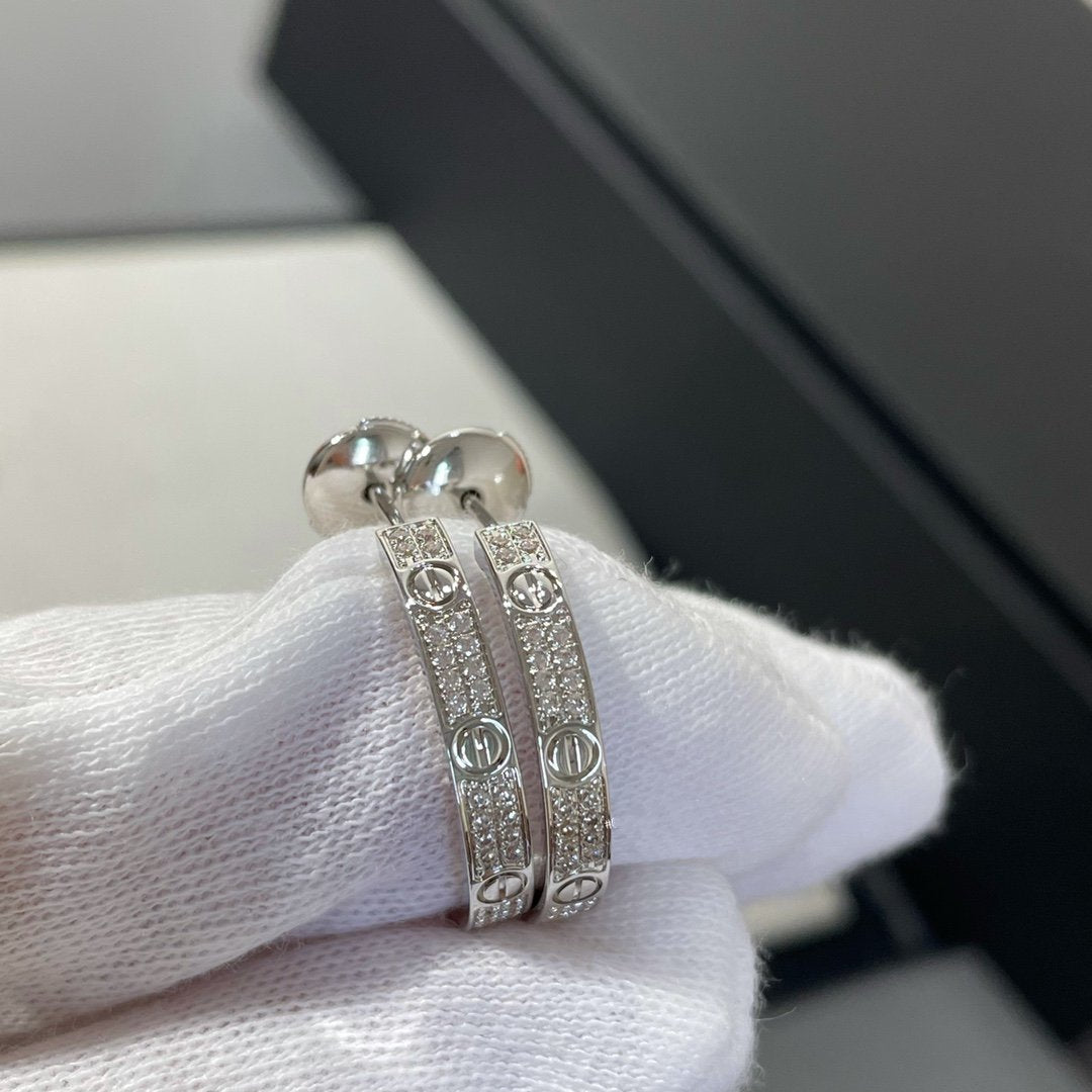 CCjewelry LOVE DIAMOND SILVER HOOP EARRINGS