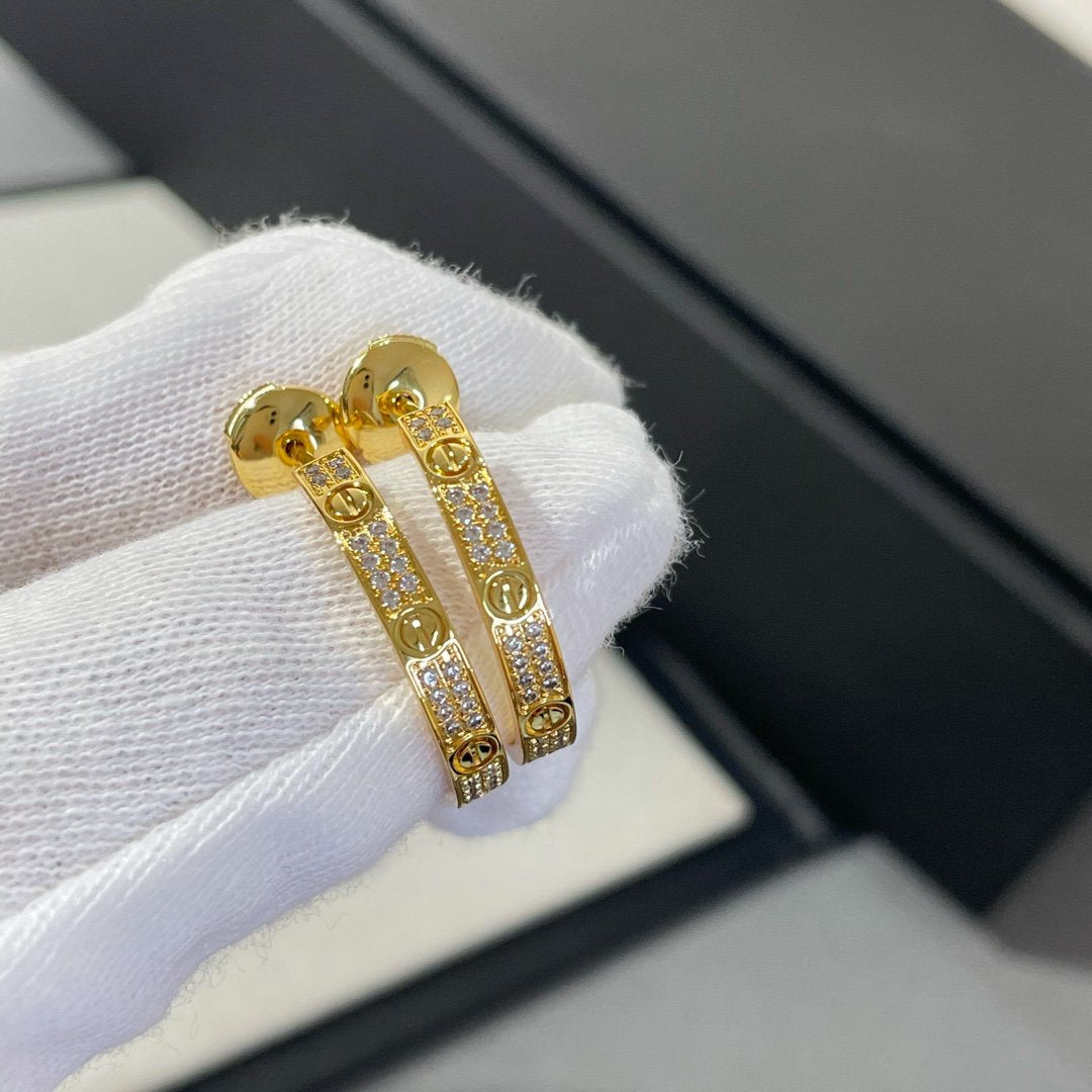 CCjewelry LOVE DIAMOND GOLD HOOP EARRINGS