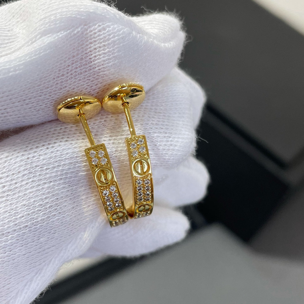 CCjewelry LOVE DIAMOND GOLD HOOP EARRINGS