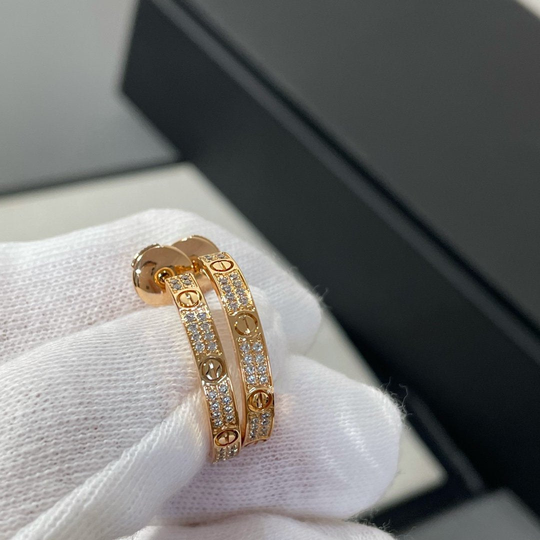 CCjewelry LOVE DIAMOND PINK GOLD HOOP EARRINGS