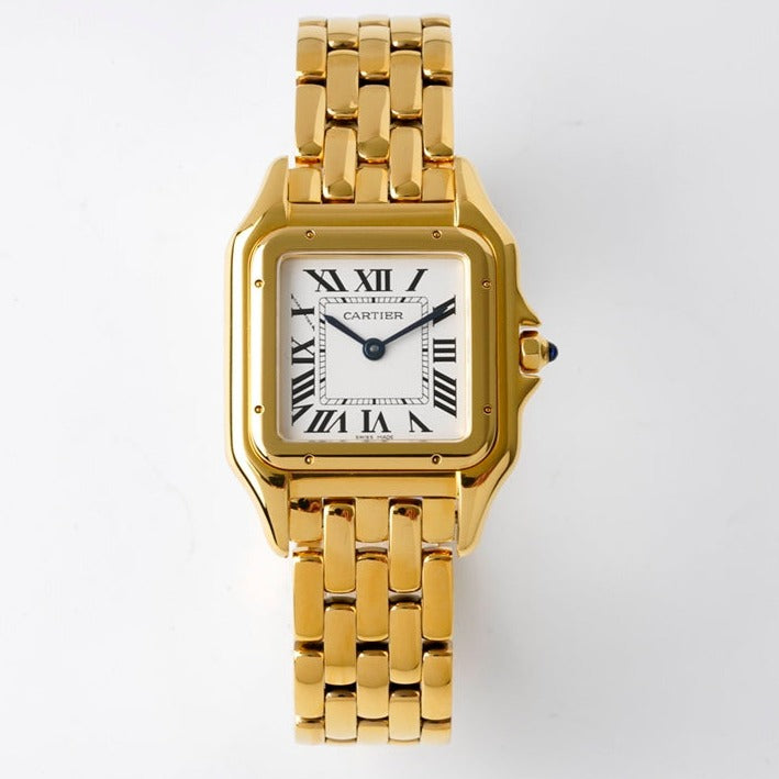 PANTHERE 27MM GOLD CASE WHITE DIAL CARTI WATCH
