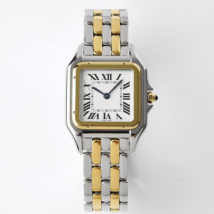 PANTHERE 27MM GOLD SILVER CASE WHITE DIAL CARTI WATCH