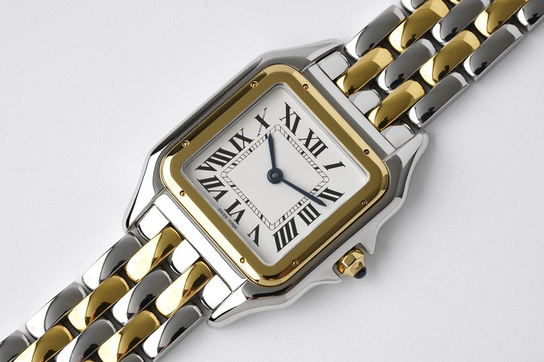 PANTHERE 27MM GOLD SILVER CASE WHITE DIAL CARTI WATCH