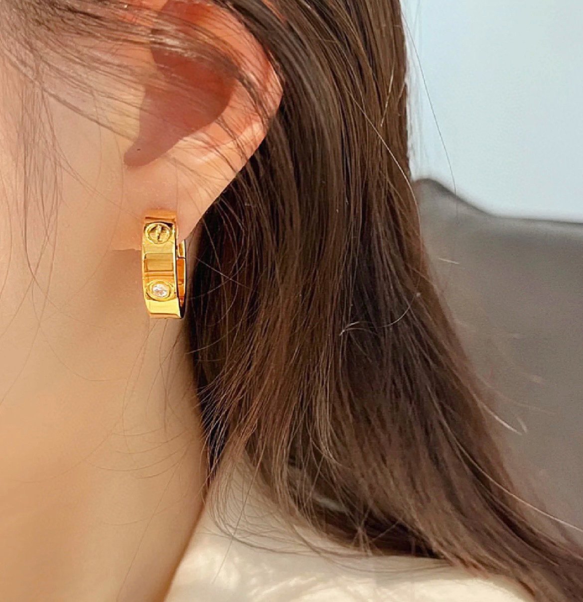 CCjewelry LOVE 5.5MM 1 DIAMOND EARRINGS