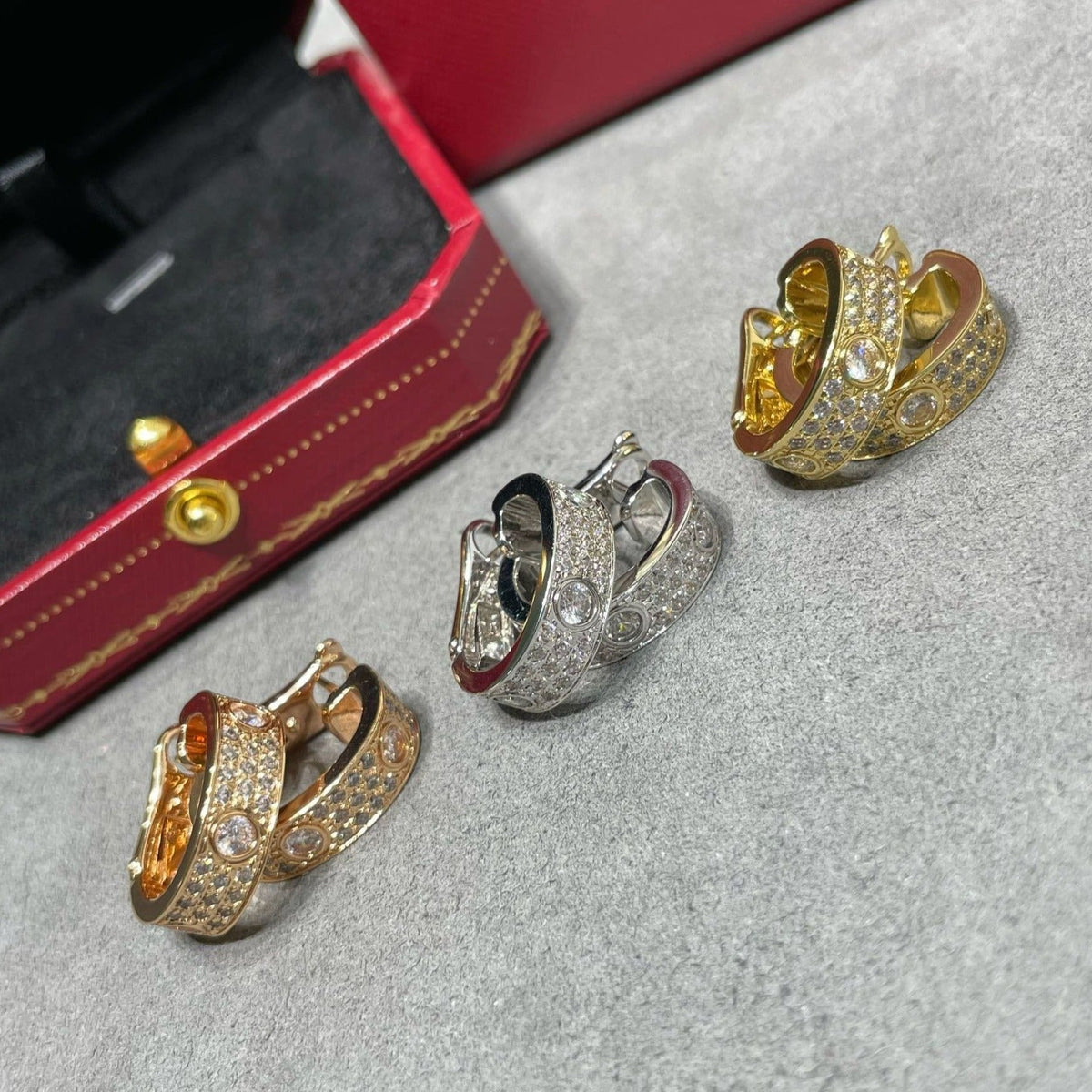 CCjewelry LOVE 5.5MM DIAMOND PAVED EARRINGS