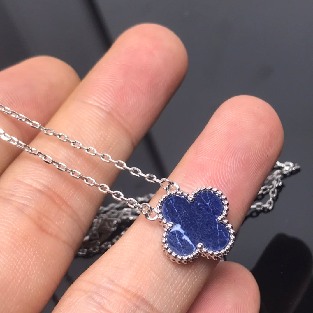 CCjewelry CLOVER PIETERSITE SILVER LONG NECKLACE