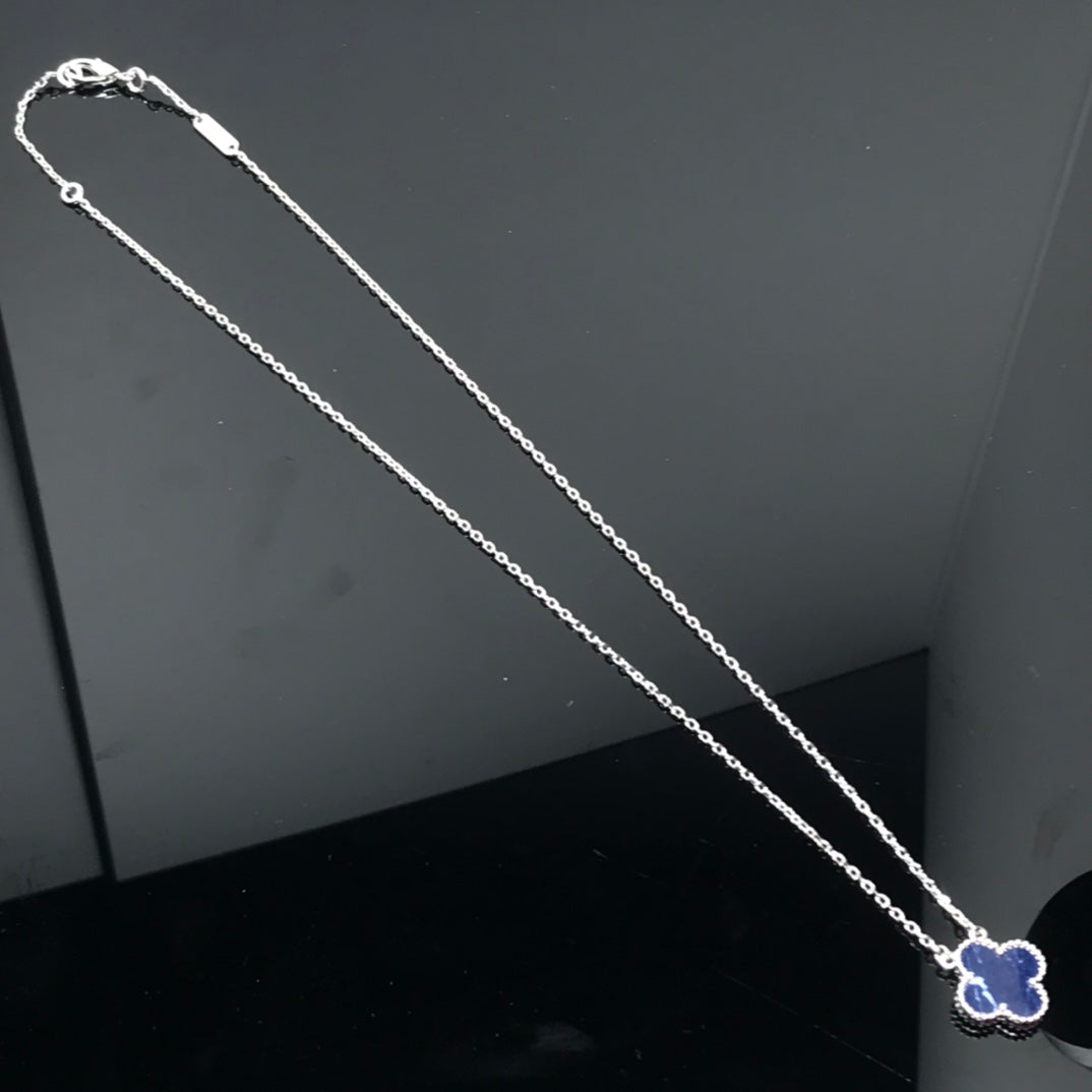 CCjewelry CLOVER PIETERSITE SILVER LONG NECKLACE