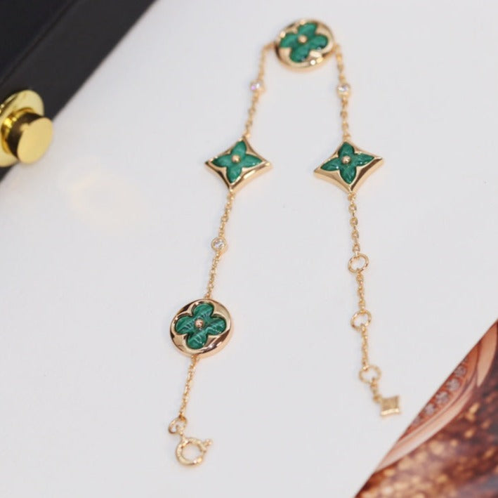 CCjewelry STAR AND SUN 4 MOTIF PINK GOLD MALACHITE BRACELET L.V