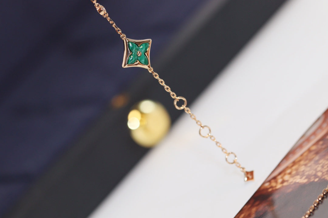 CCjewelry STAR AND SUN 4 MOTIF PINK GOLD MALACHITE BRACELET L.V