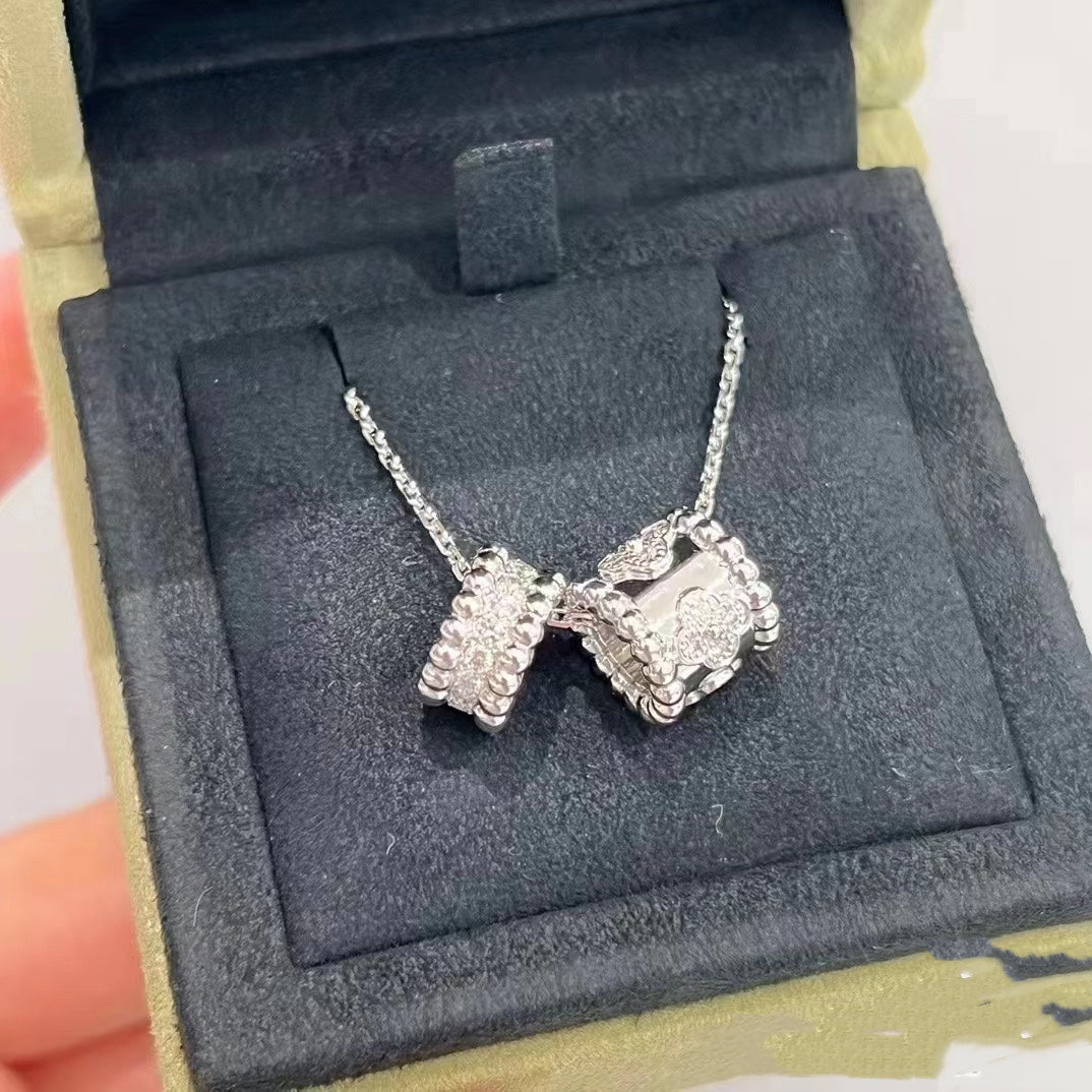 CCjewelry PERLEE DOUBLE PENDANT SILVER DIAMOND NECKLACE