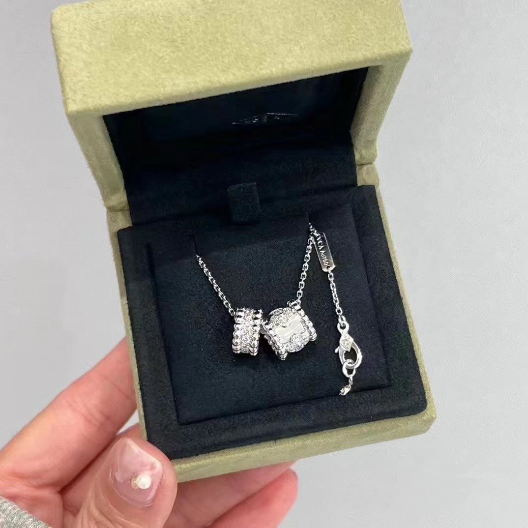 CCjewelry PERLEE DOUBLE PENDANT SILVER DIAMOND NECKLACE