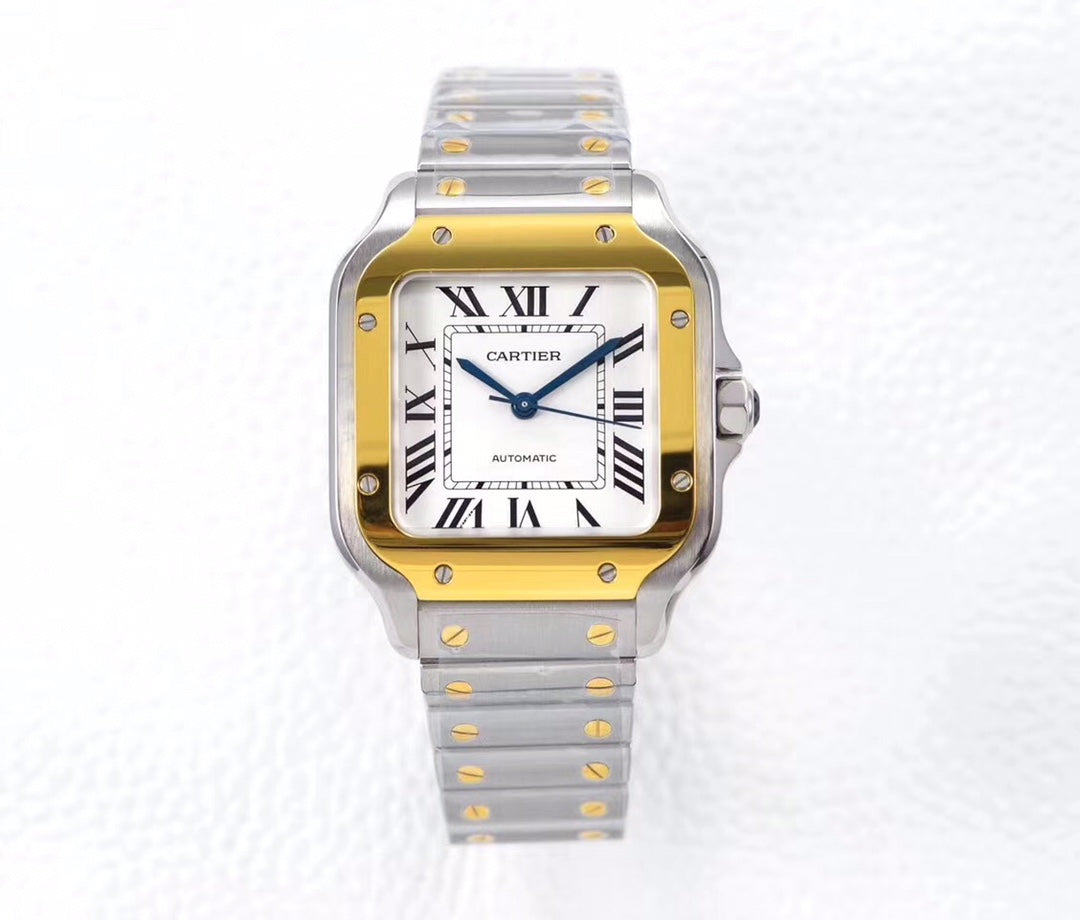 SANTOS LADY 35.1MM AUTOMATIC GOLD STEELCARTI WATCH
