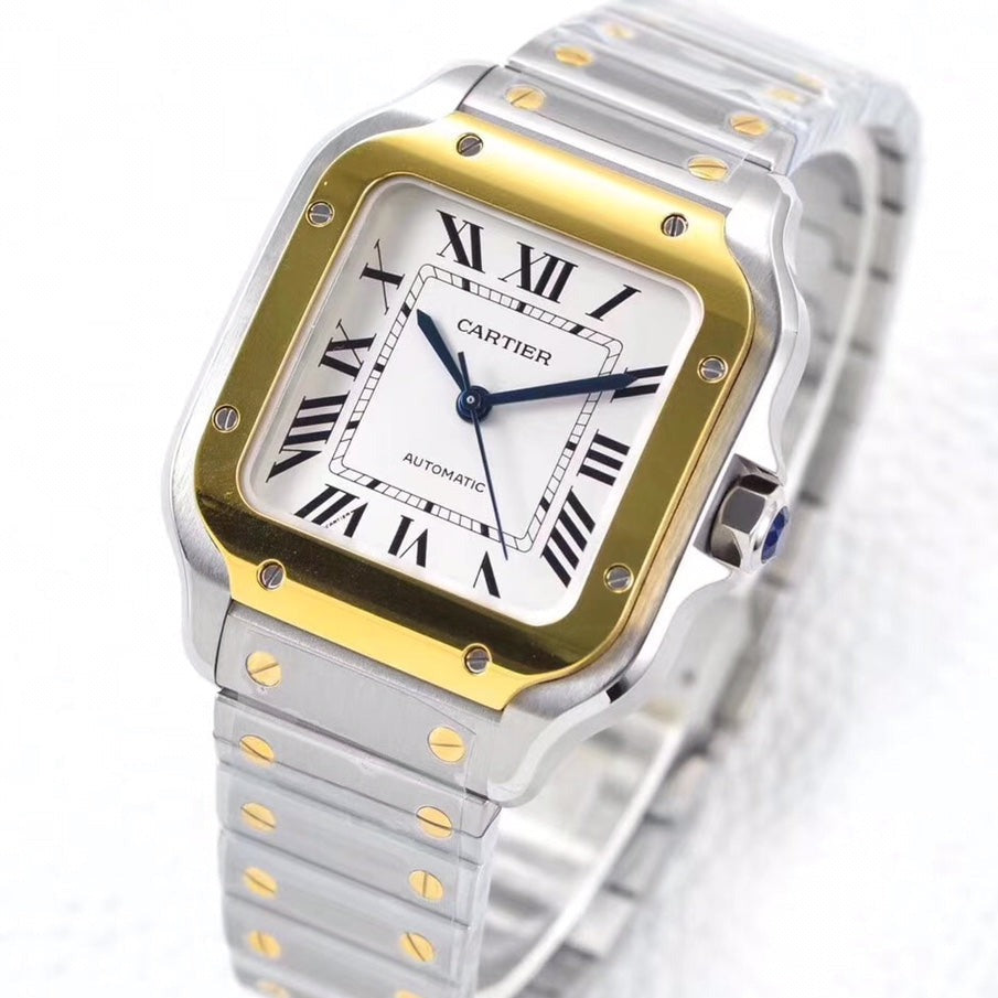 SANTOS LADY 35.1MM AUTOMATIC GOLD STEELCARTI WATCH