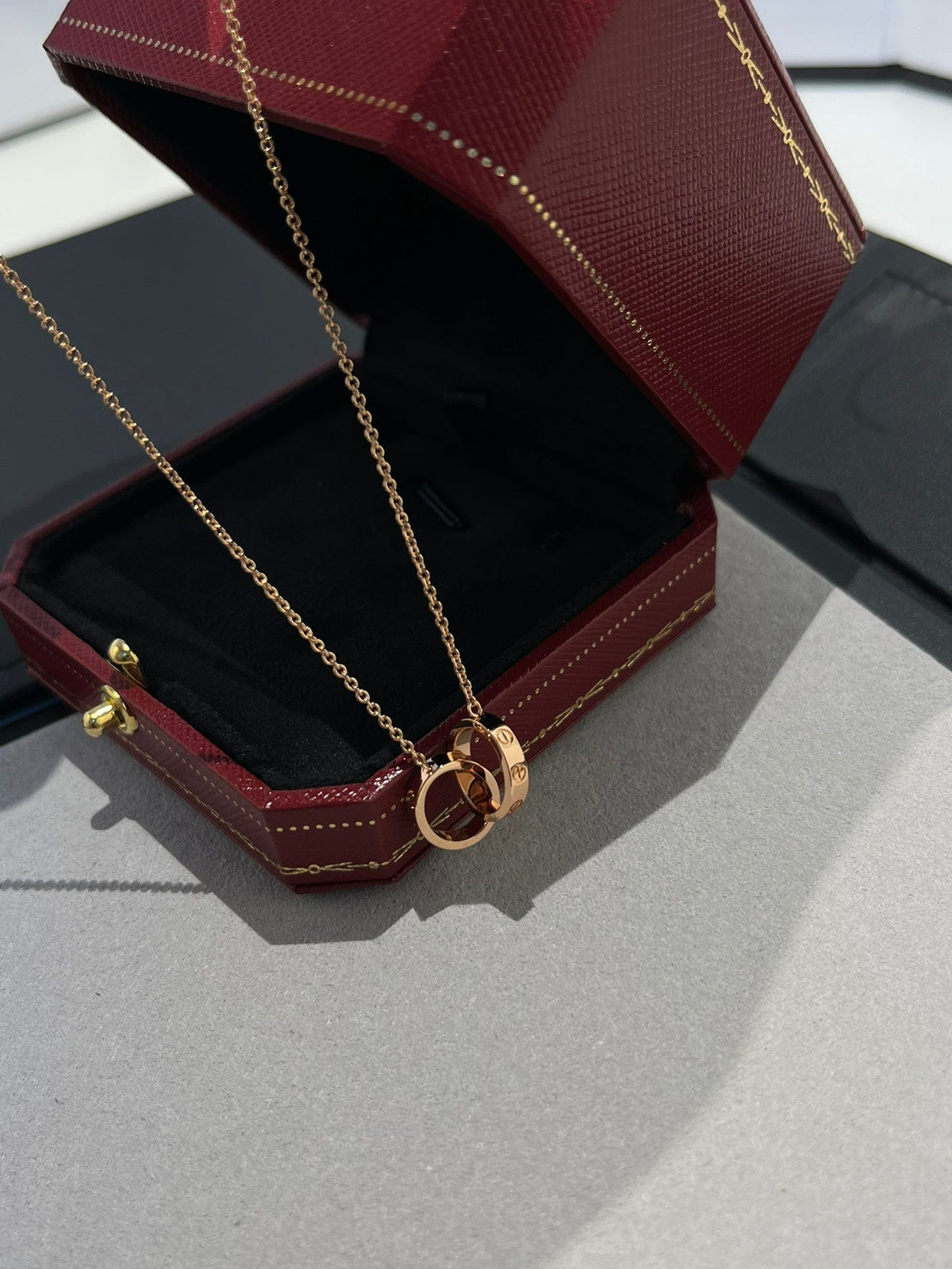 CCjewelry LOVE NECKLACE DOUBLE RING PINK GOLD