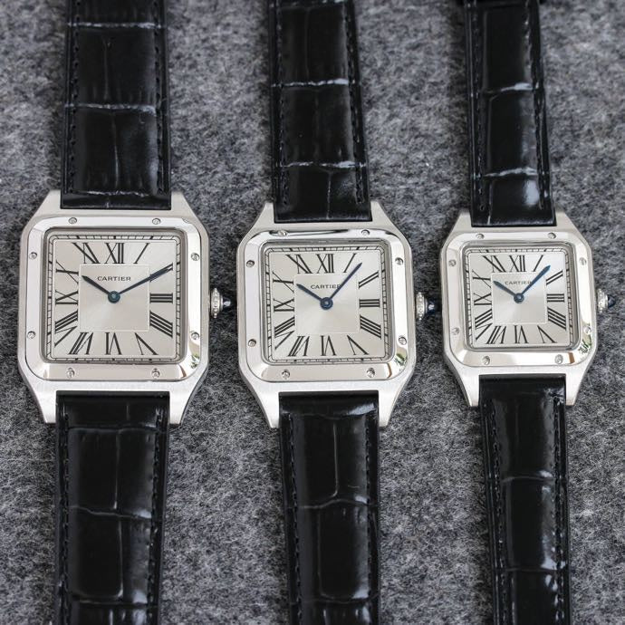 SANTOS DUMONT LADY SILVER CASE LEATHER STRAPCARTI WATCH