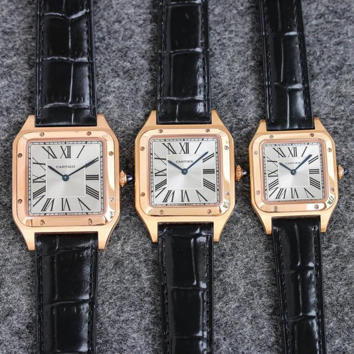 SANTOS DUMONT LADY PINK GOLD CASE LEATHER STRAPCARTI WATCH