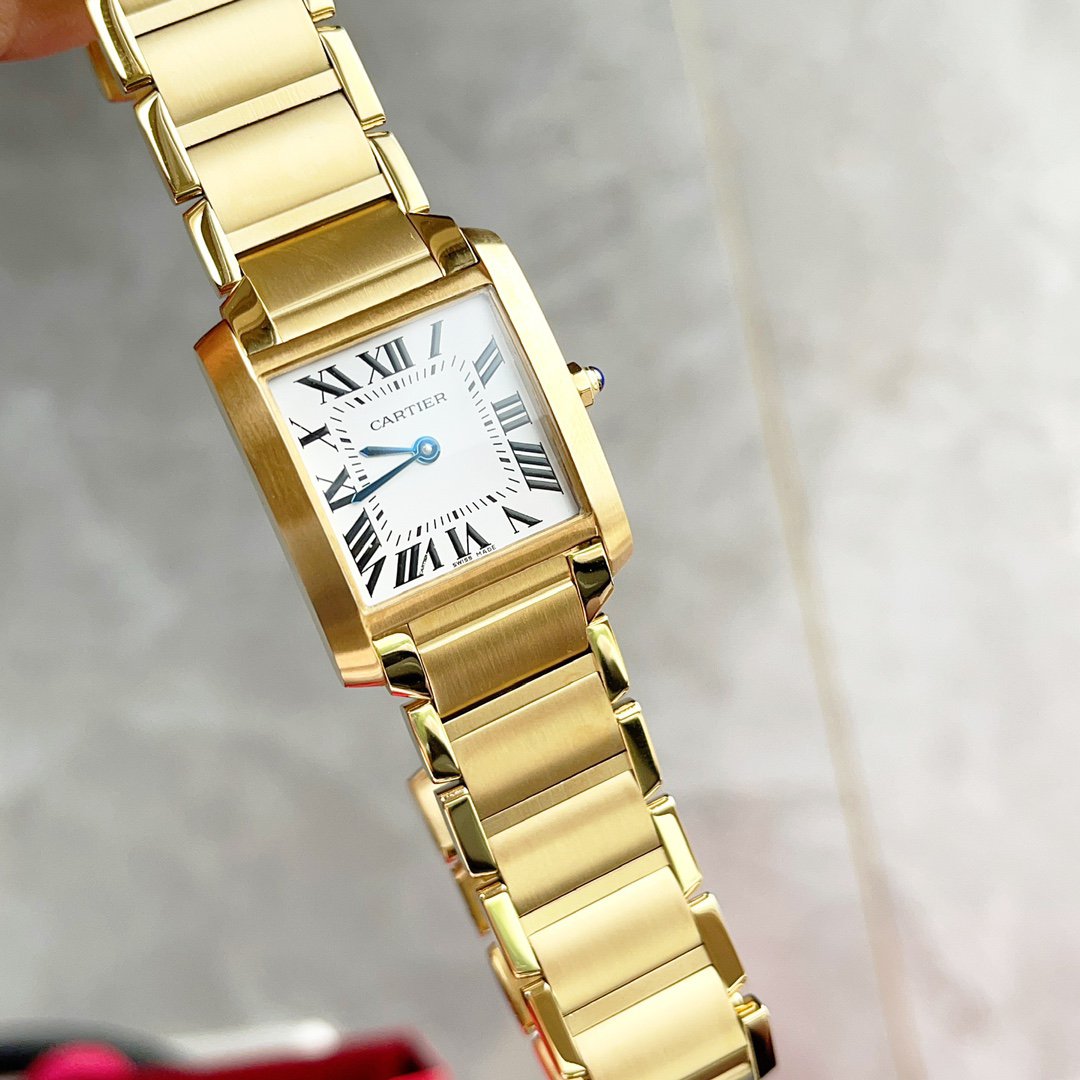 TANK FRANCAISE GOLD WHITE DIAL CARTI WATCH
