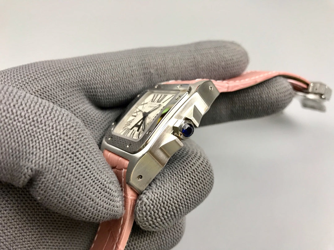 CC Santos 100 36mm Silver Pink LeatherCARTI WATCH