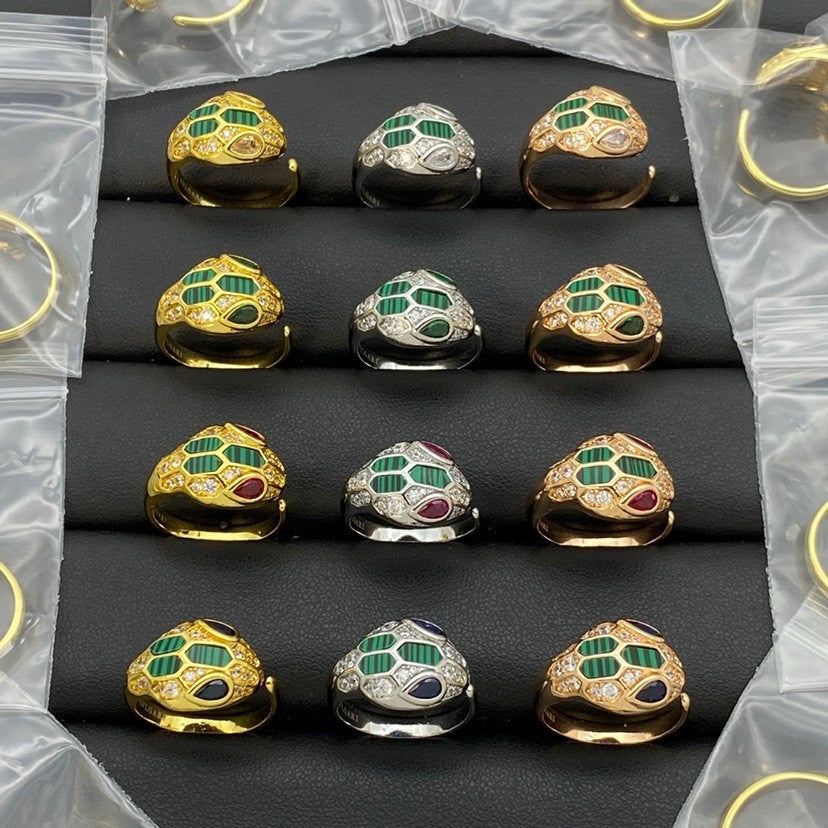 [BV JEWELRY]BRAND NEW ASSORTED SNAKE HEAD MALACHITE RINGS