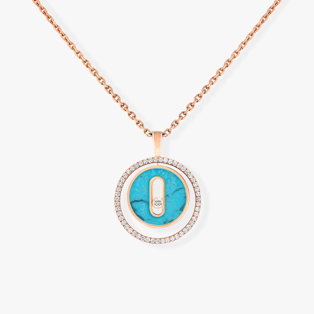 [CC ]CC  MOVE 1 DIAMOND TURQUOISE PINK GOLD DIAMOND NECKLACE MESSIKA