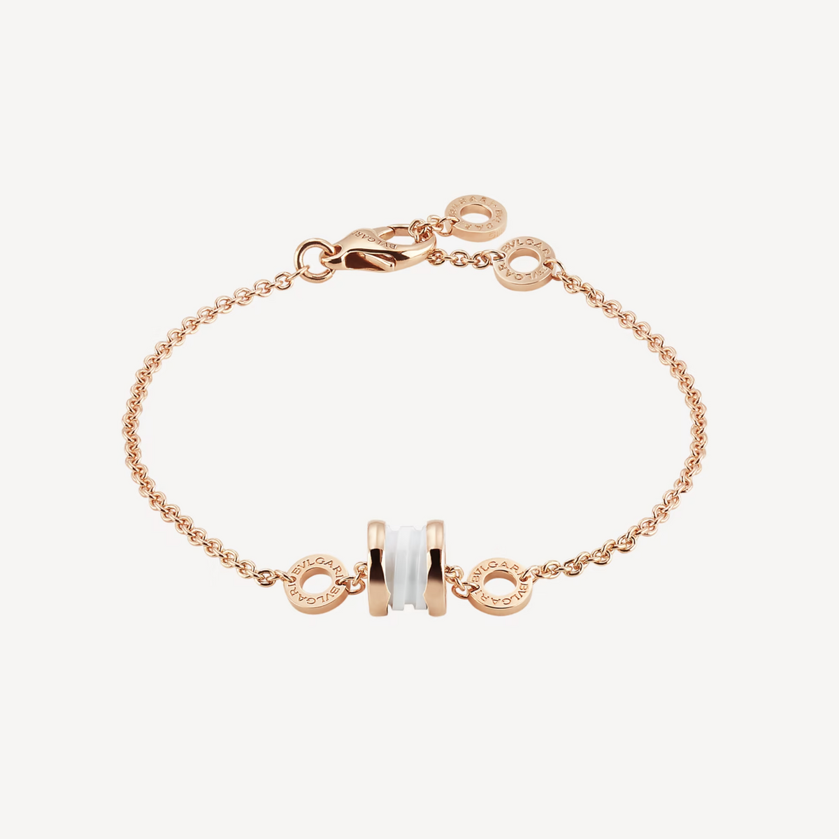 [BV JEWELRY]ZERO 1 SOFT PINK GOLD AND WHITE CERAMIC BRACELET