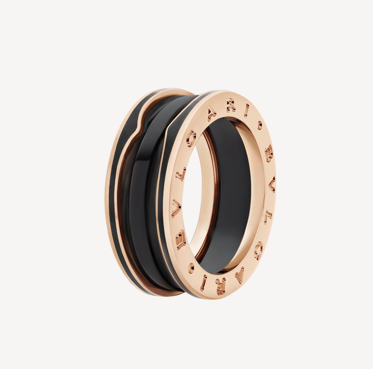 [BV JEWELRY]ZERO 1 TWO-BAND WITH MATTE BLACK CERAMIC PINK GOLD RING