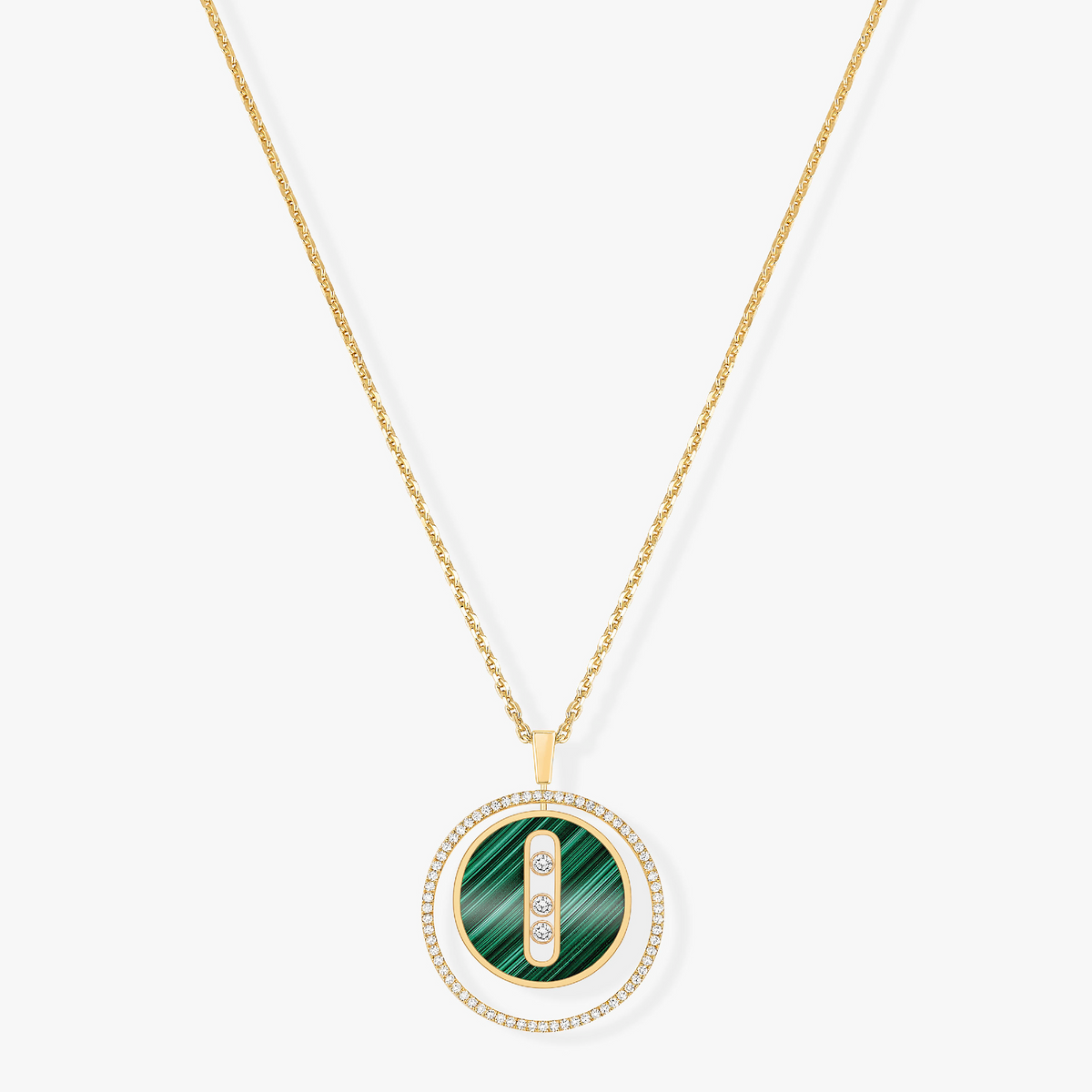 [CC ]CC  MOVE 3 DIAMOND MALACHITE GOLD DIAMOND NECKLACE MESSIKA