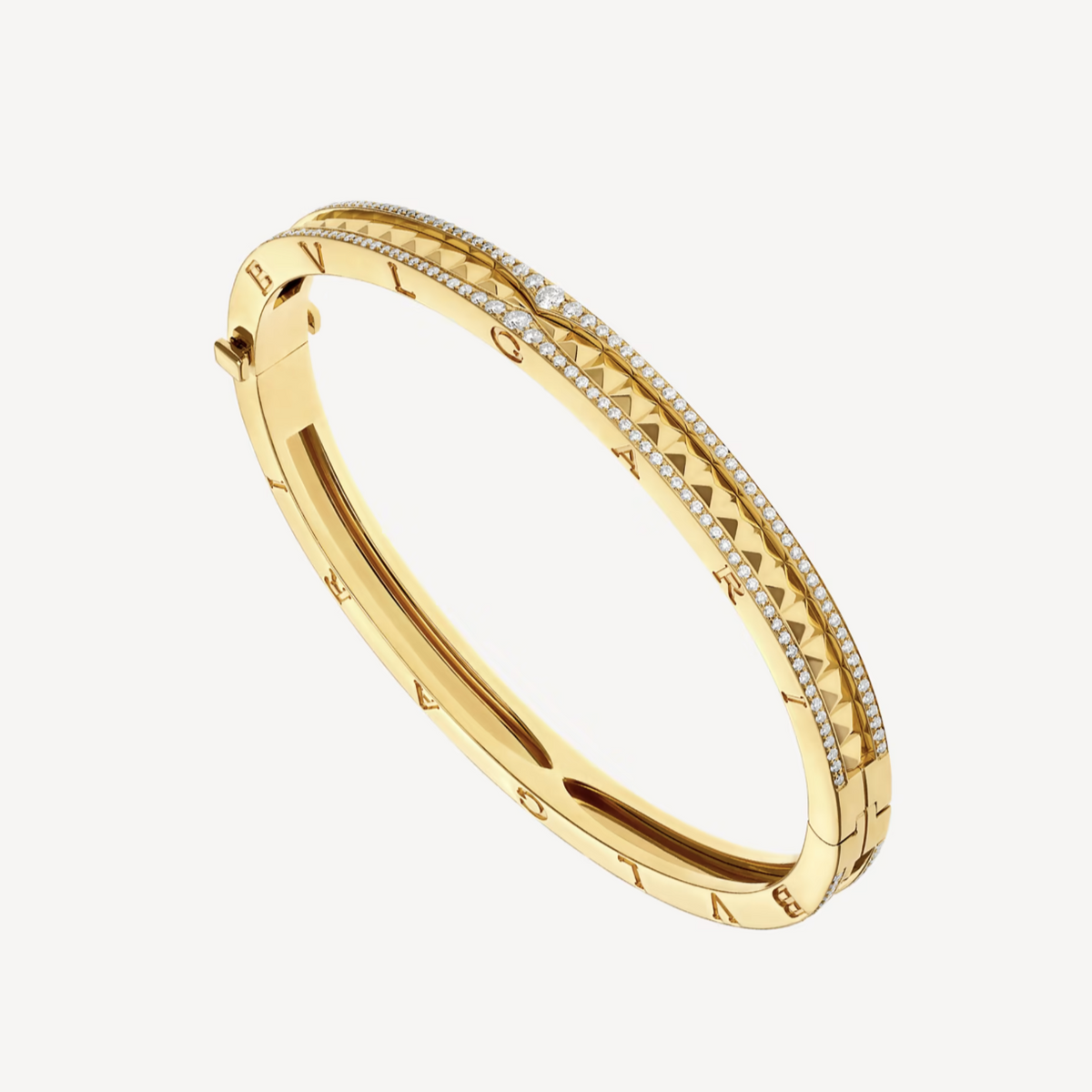 [BV JEWELRY]ZERO 1 SPIRAL AND PAVED DIAMOND GOLD BRACELET