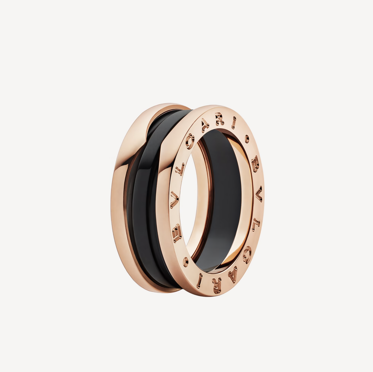 [BV JEWELRY]ZERO 1 TWO-BAND LOOPS AND BLACK CERAMIC PINK GOLD RING