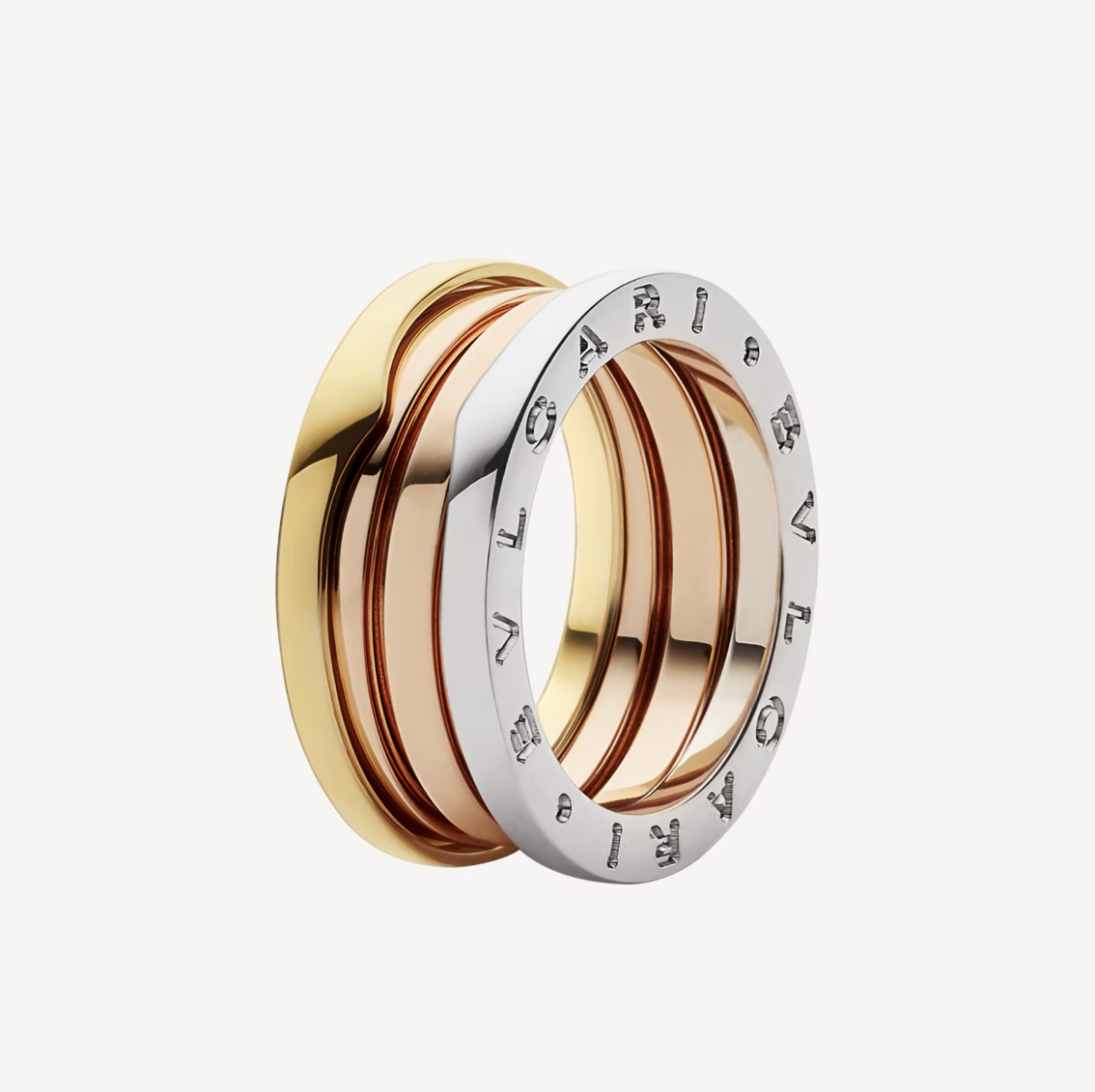 [BV JEWELRY]ZERO 1 THREE-BAND ROSE WHITE AND YELLOW RING