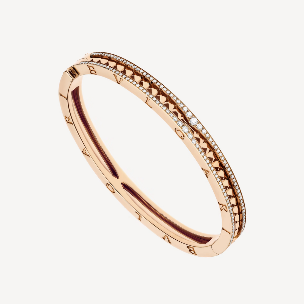 [BV JEWELRY]ZERO 1 SPIRAL AND PAVED DIAMOND PINK GOLD BRACELET