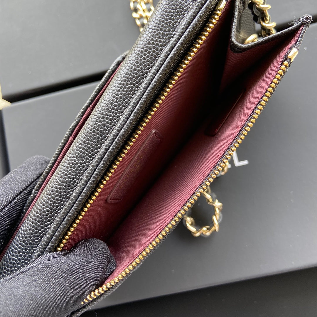 CC BAG  2026 Phone Holder Crossbody Bag Black Caviar Leather