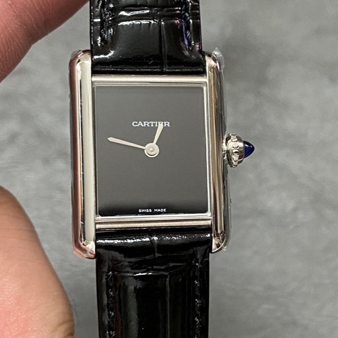 CC Tank 29.5mm Silver Black LeatherCARTI WATCH