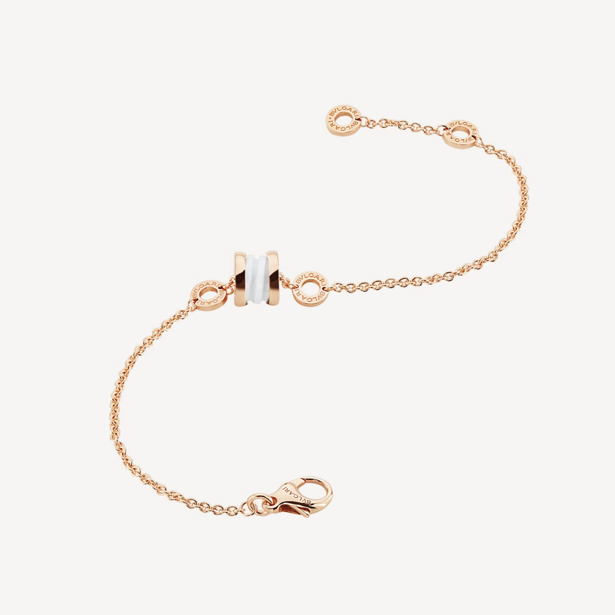 [BV JEWELRY]ZERO 1 SOFT PINK GOLD AND WHITE CERAMIC BRACELET