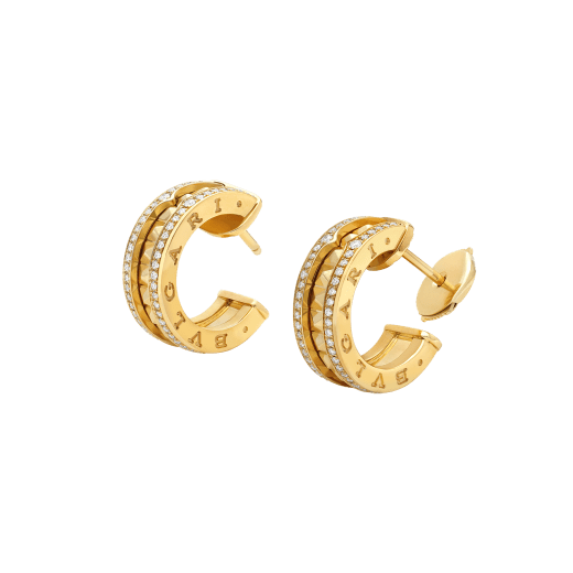 [BV JEWELRY]ZERO 1 ROCK GOLD EARRINGS WITH STUDDED SPIRAL AND PAVED DIAMONDS